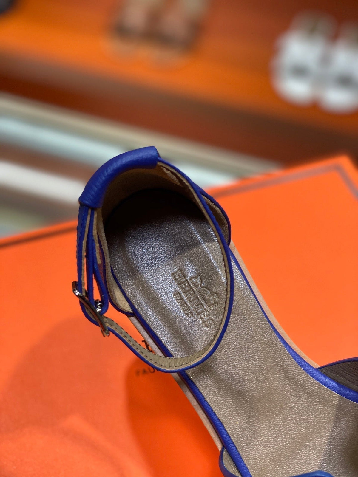 Hermes Santorini Sandal Azure Calfskin