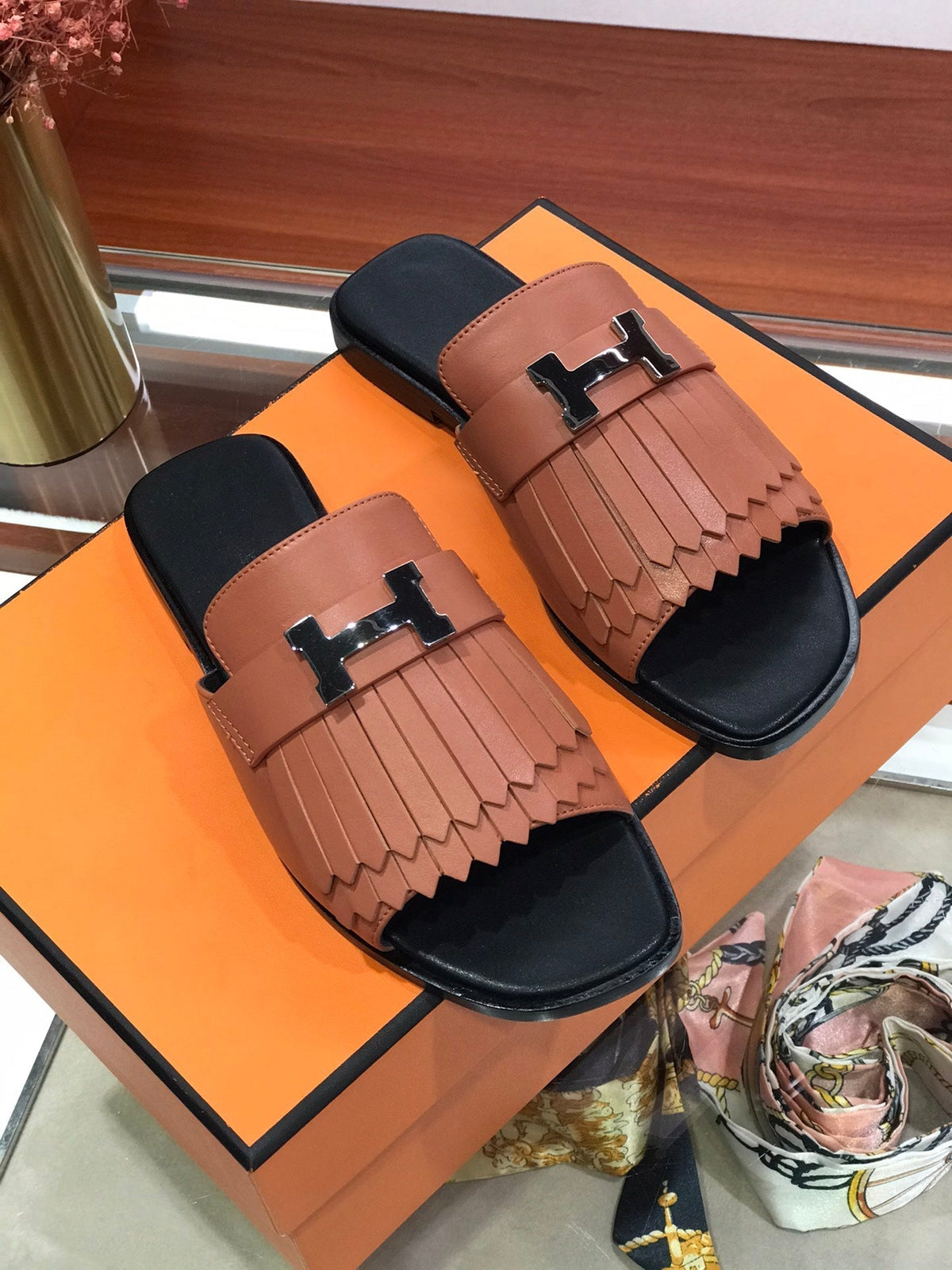 Hermes Royal Sandal Chestnut Lambskin