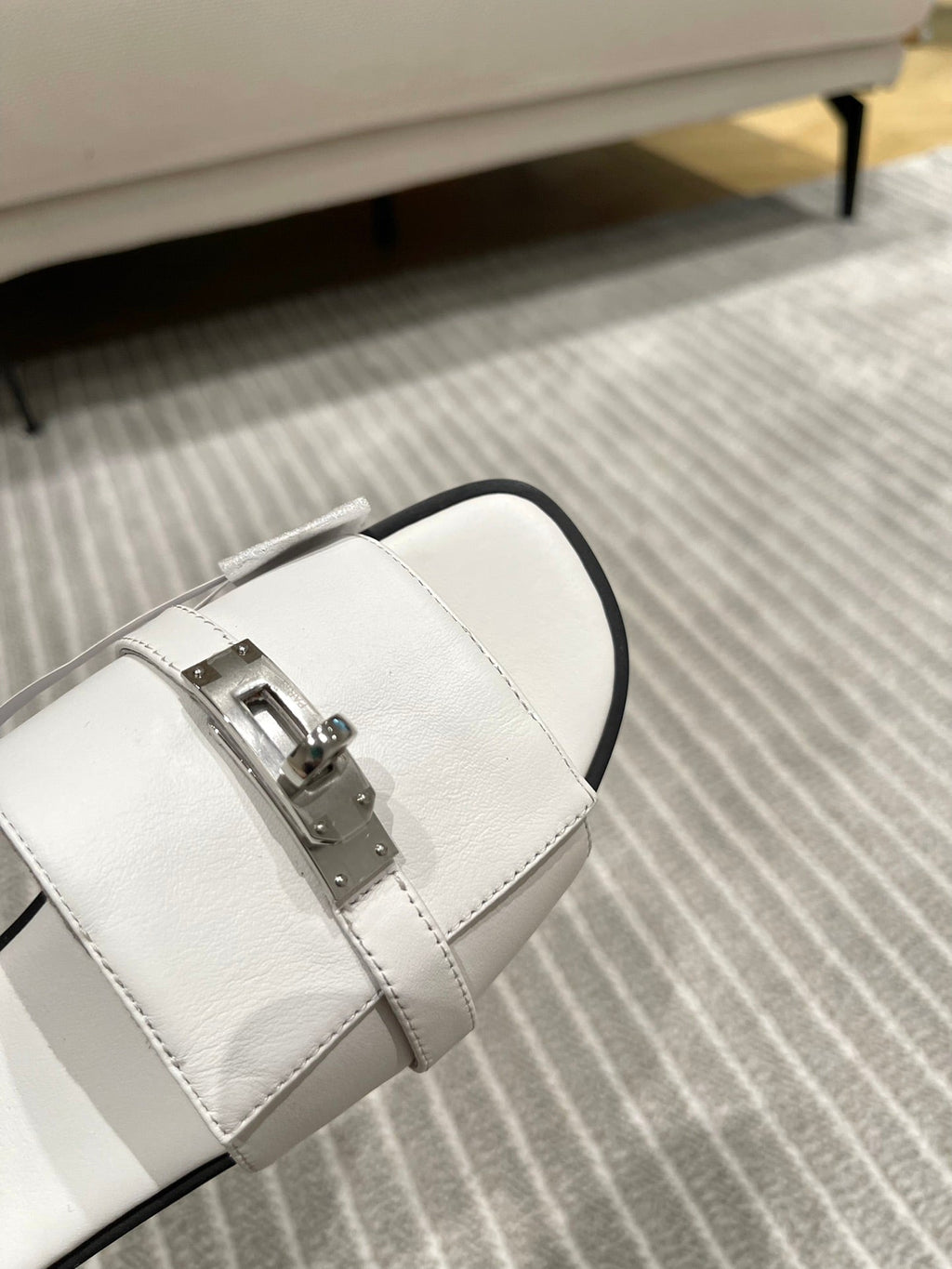 Hermes Gabriel Sandal White Calfskin