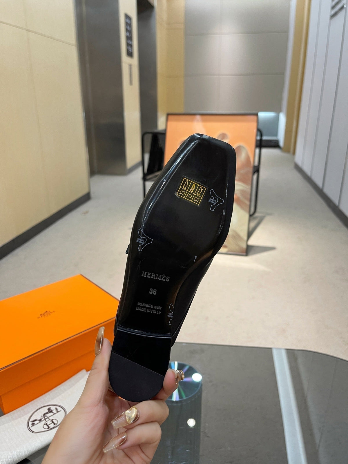 Hermes Groupie Mule Black Lambskin