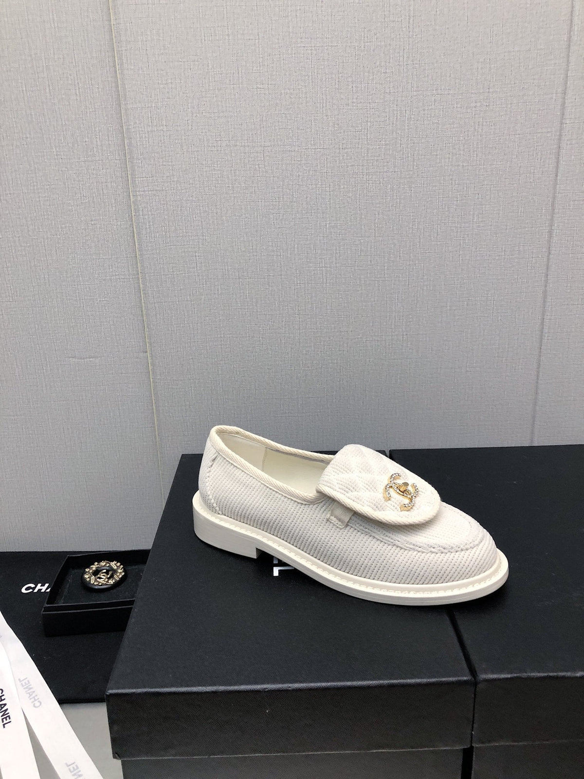 Chanel Moccasins White Denim 40mm