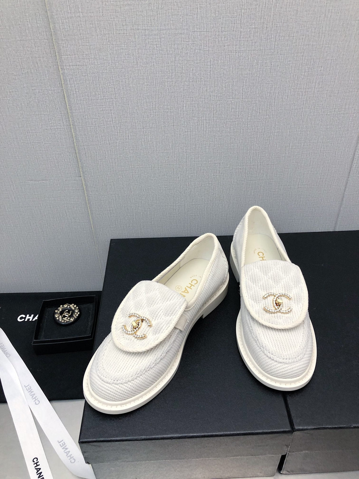 Chanel Moccasins White Denim 40mm