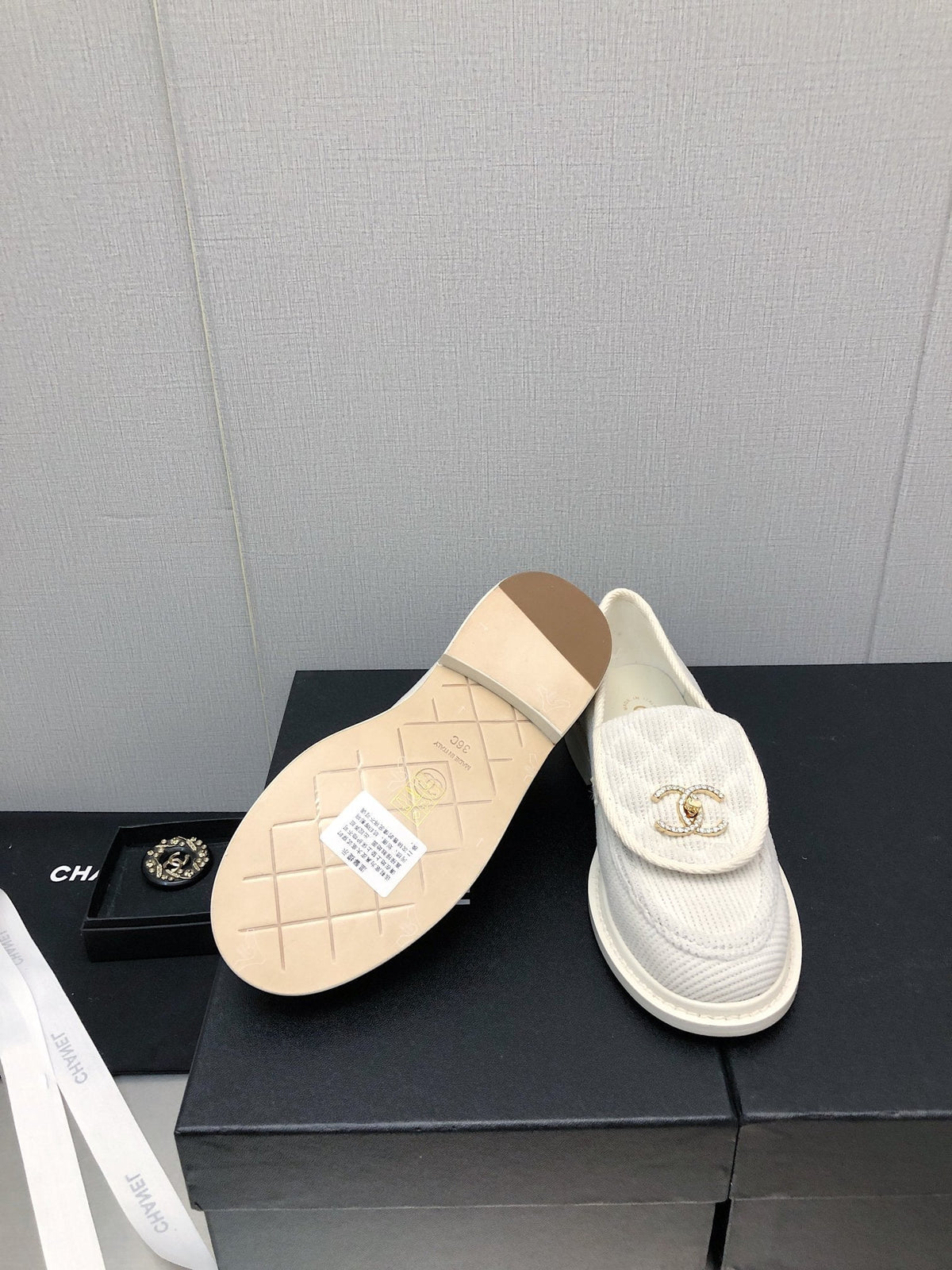 Chanel Moccasins White Denim 40mm