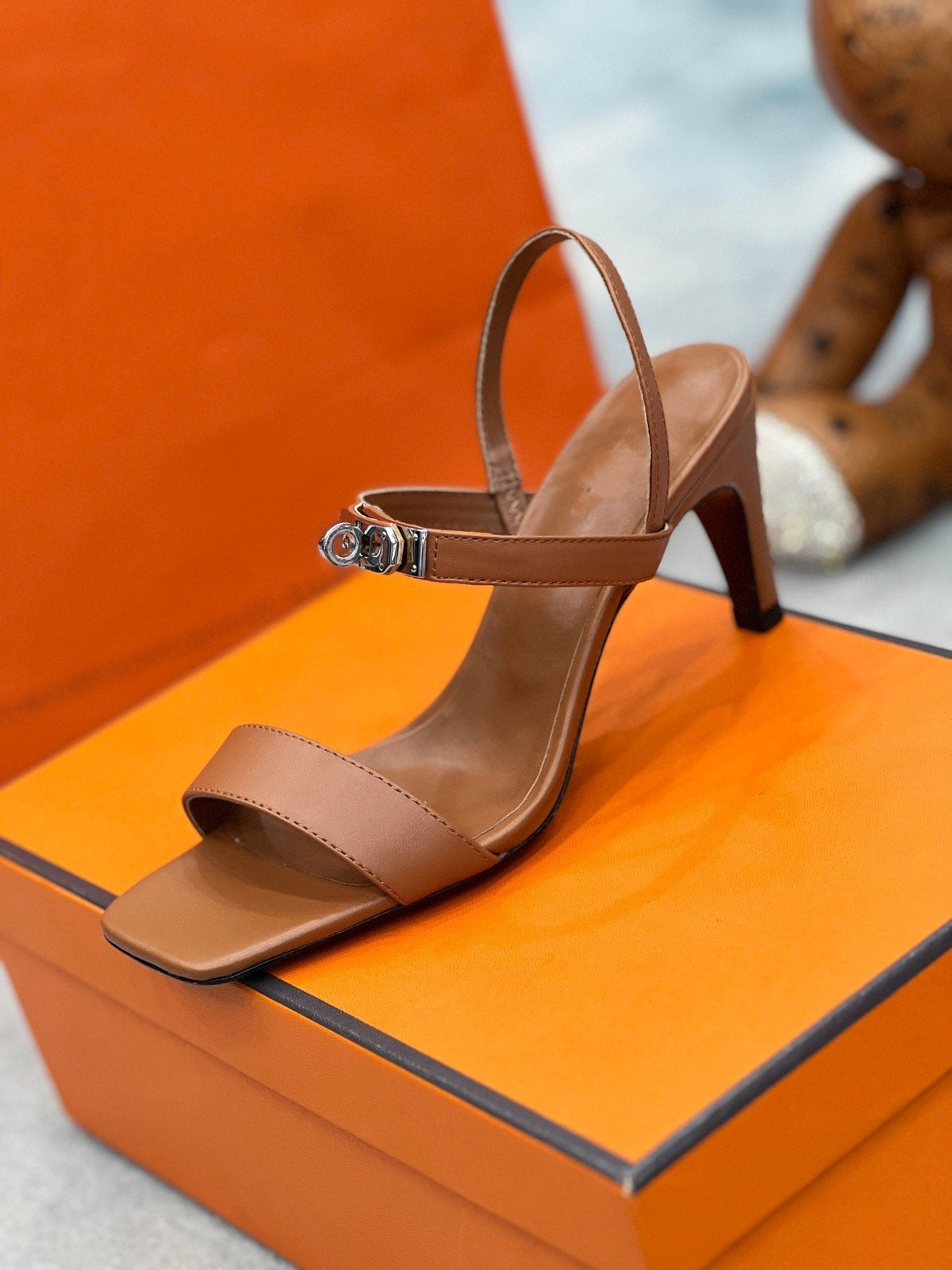 Hermes Glamour 75 Sandal Brown Leather