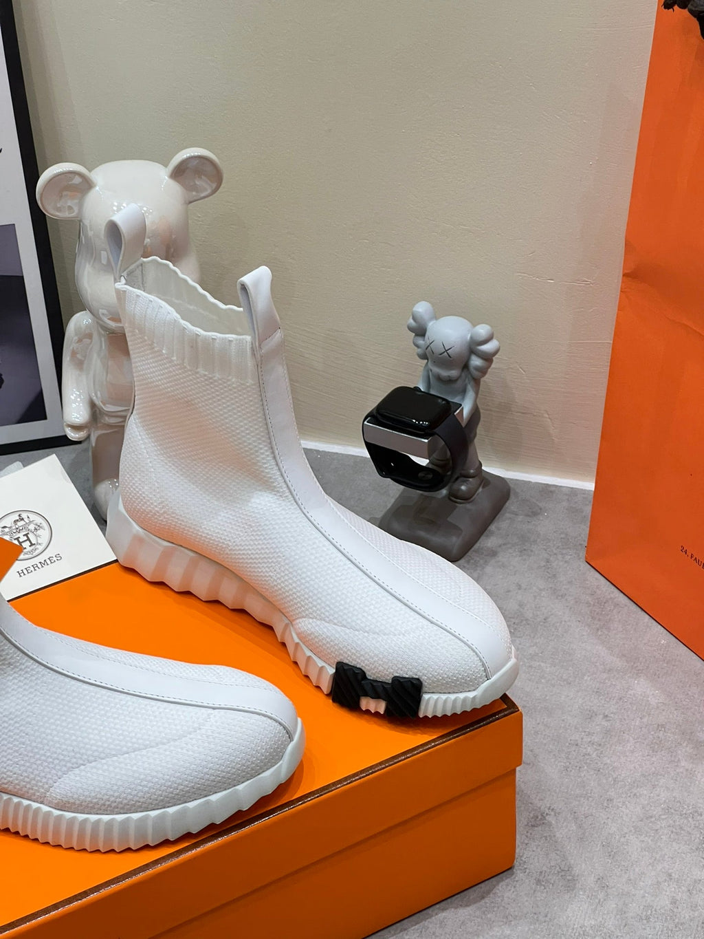 Hermes H Fun Classic Sneaker Stylish White Fabric