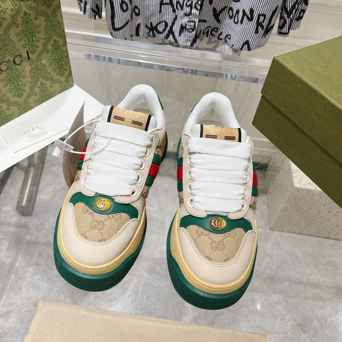 Gucci Screener 50 Sneaker Light Brown Calfskin