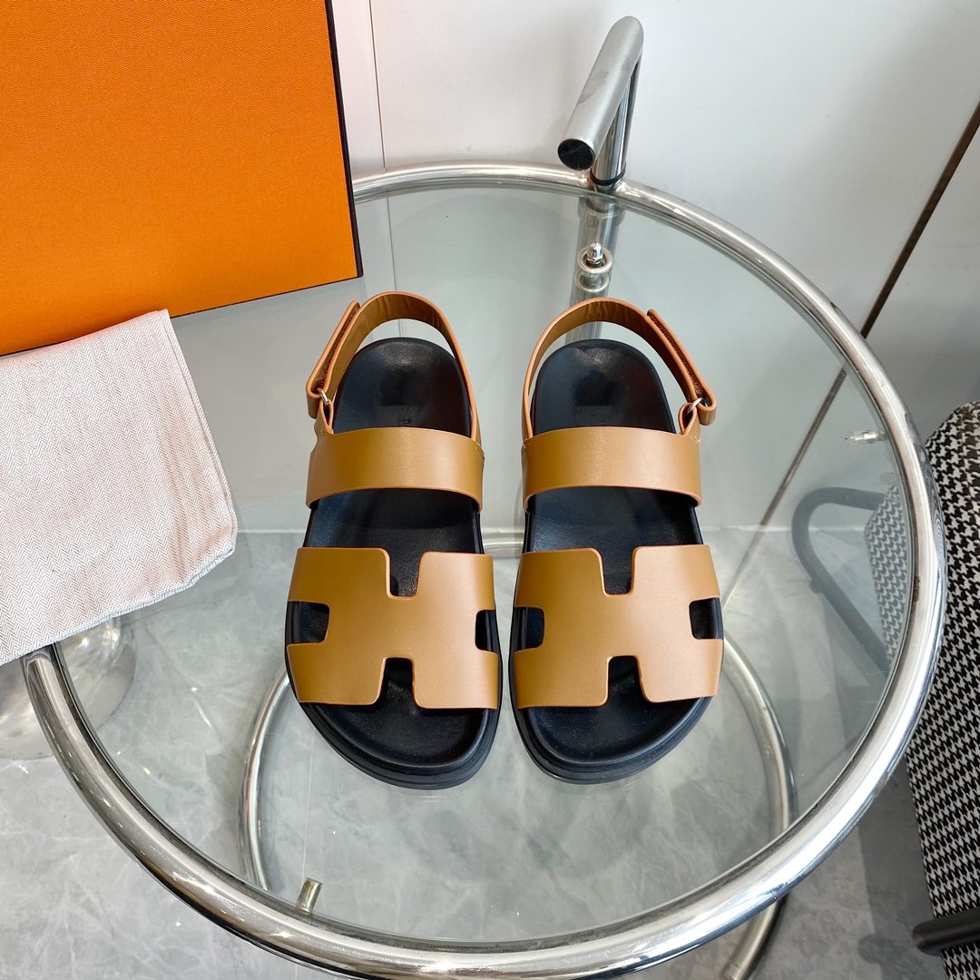 Hermes Genius Sandal Brown Leather