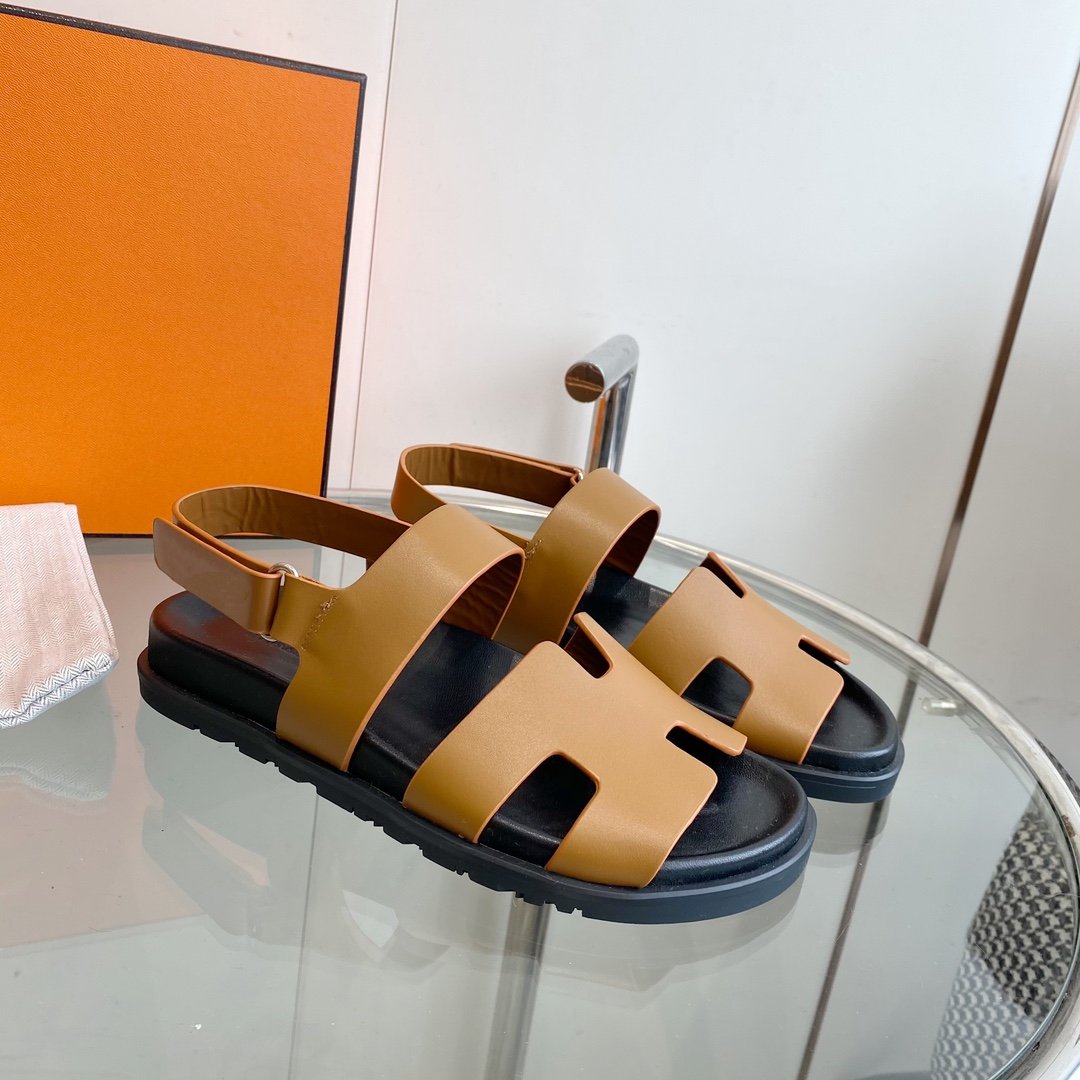 Hermes Genius Sandal Brown Leather