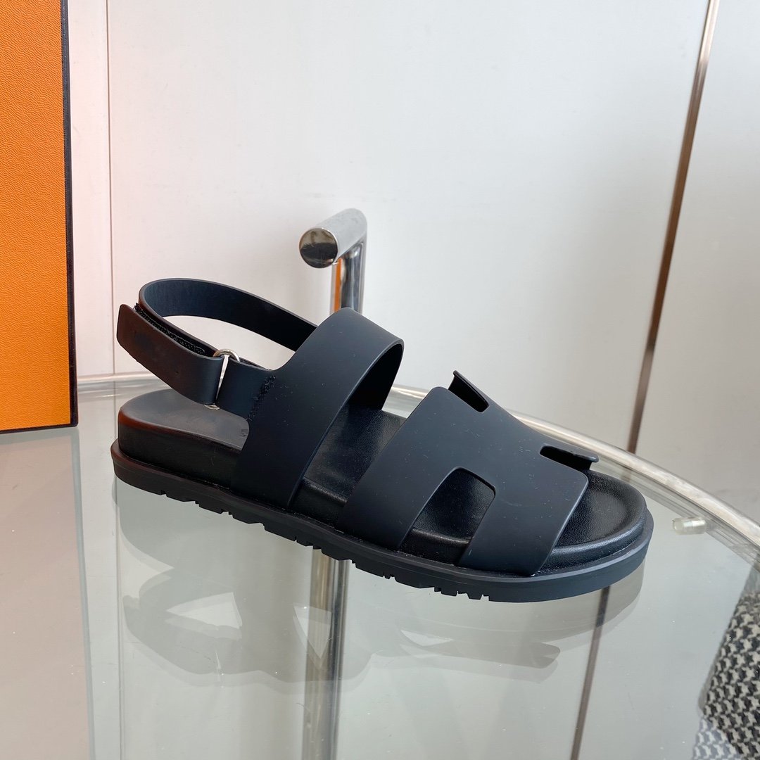 Hermes Genius Sandal Black Leather