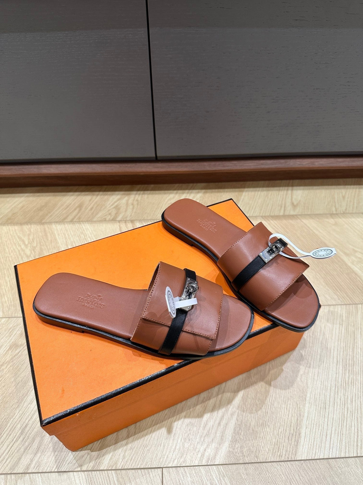 Hermes Gabriel Sandal Cinnamon Calfskin