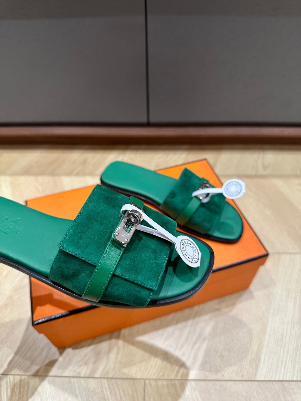 Hermes Gabriel Sandal Ocean Suede