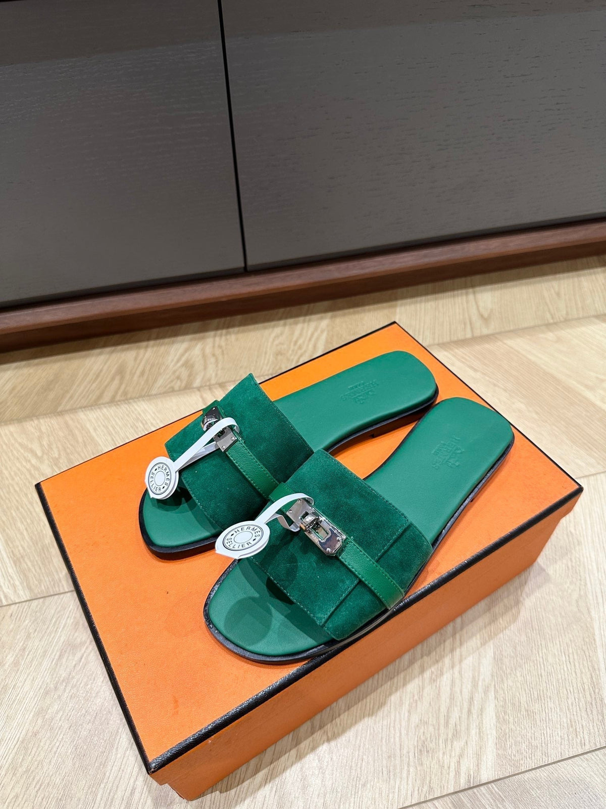 Hermes Gabriel Sandal Ocean Suede