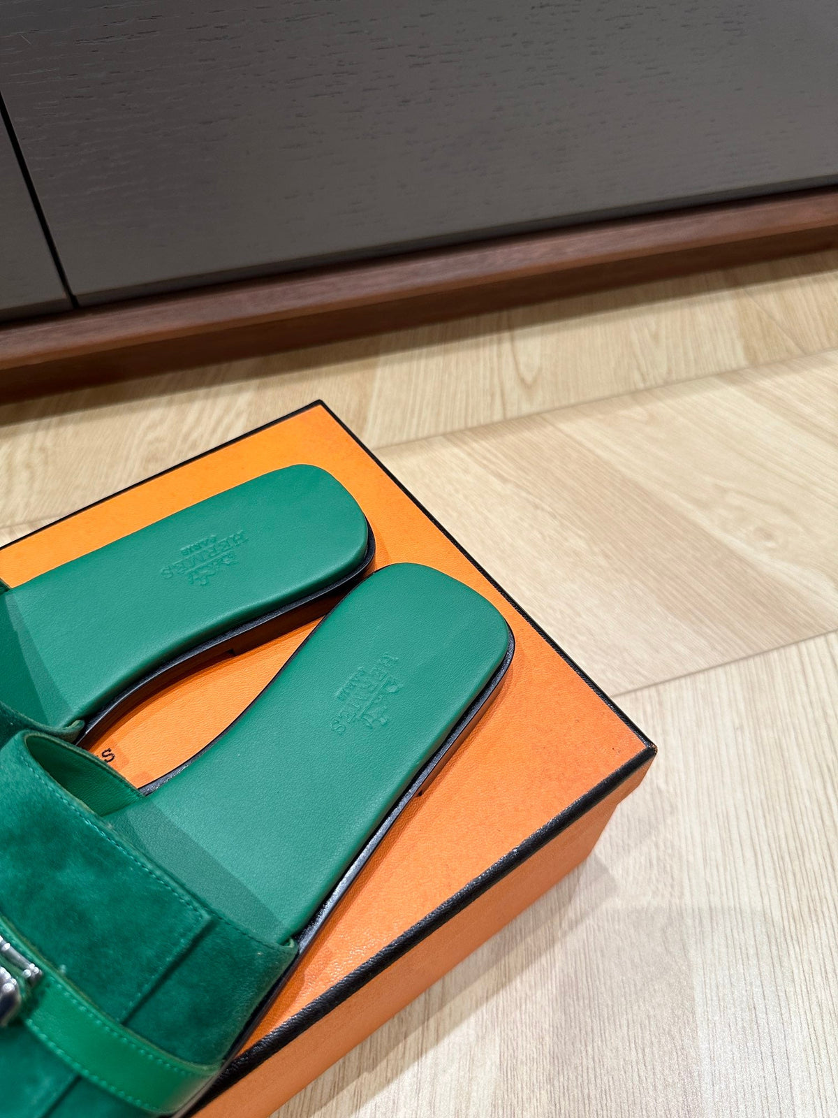 Hermes Gabriel Sandal Ocean Suede