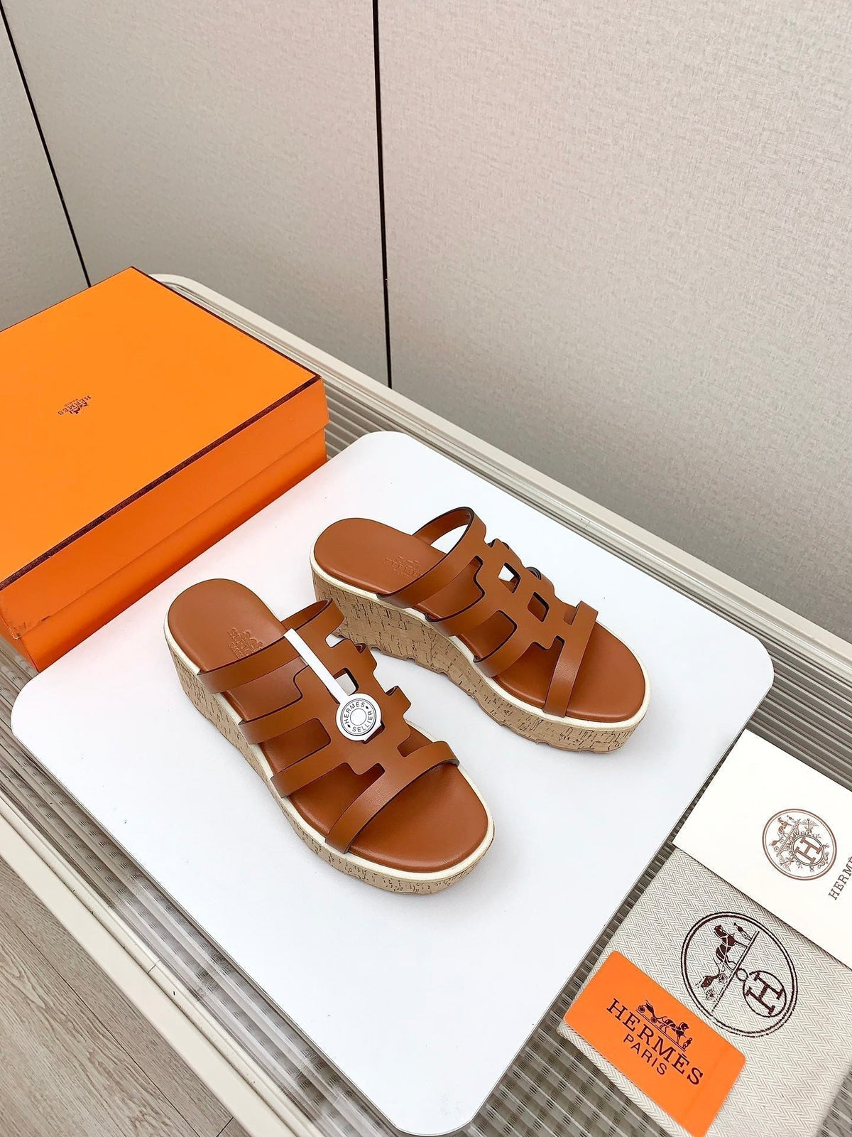 Hermes Isabella 30 Sandal in Bronze Brown Calfskin