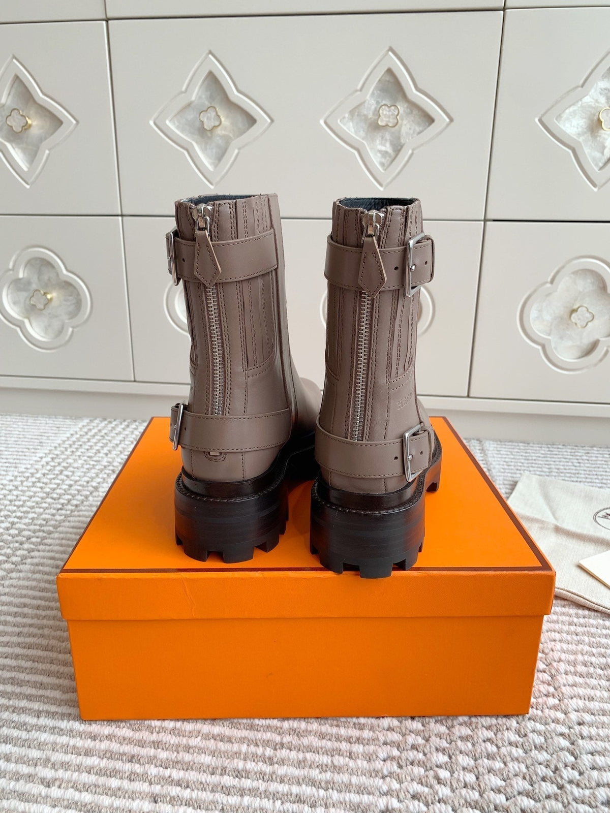 Hermes Jaime Ankle Boot in Cedar Brown Calfskin