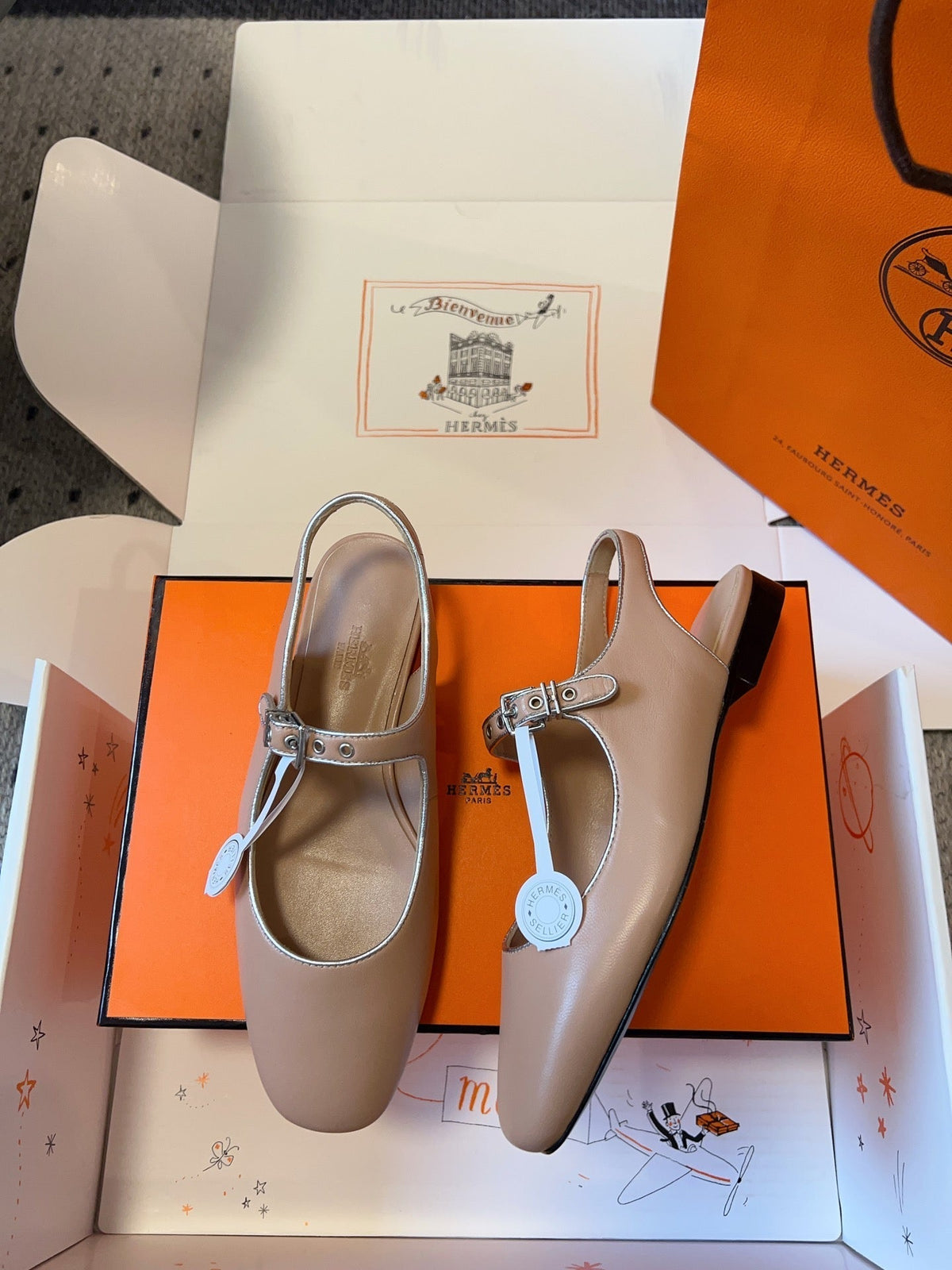 Hermes Kleo Slingback in Crepe Pink Calfskin