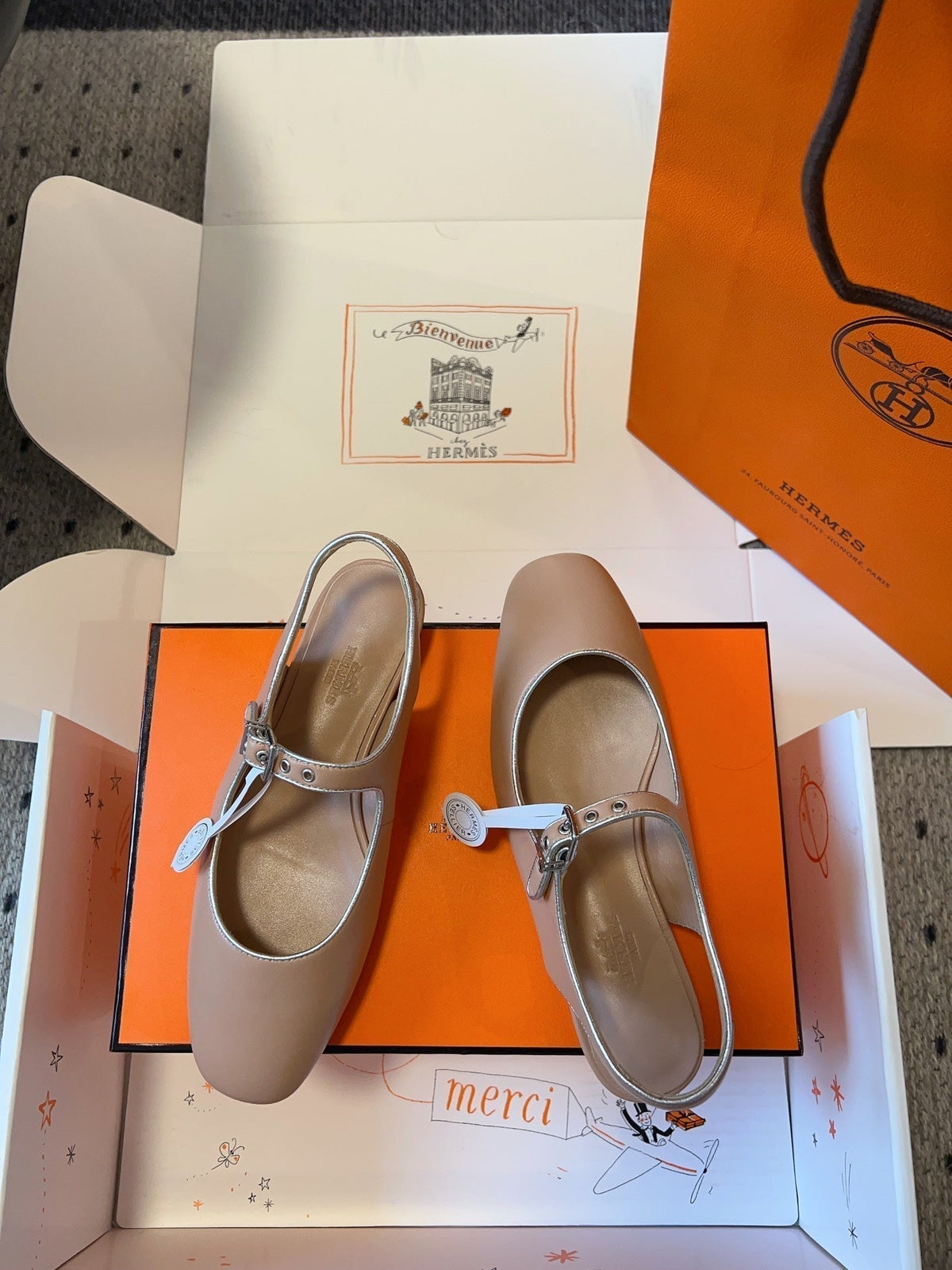 Hermes Kleo Slingback in Crepe Pink Calfskin