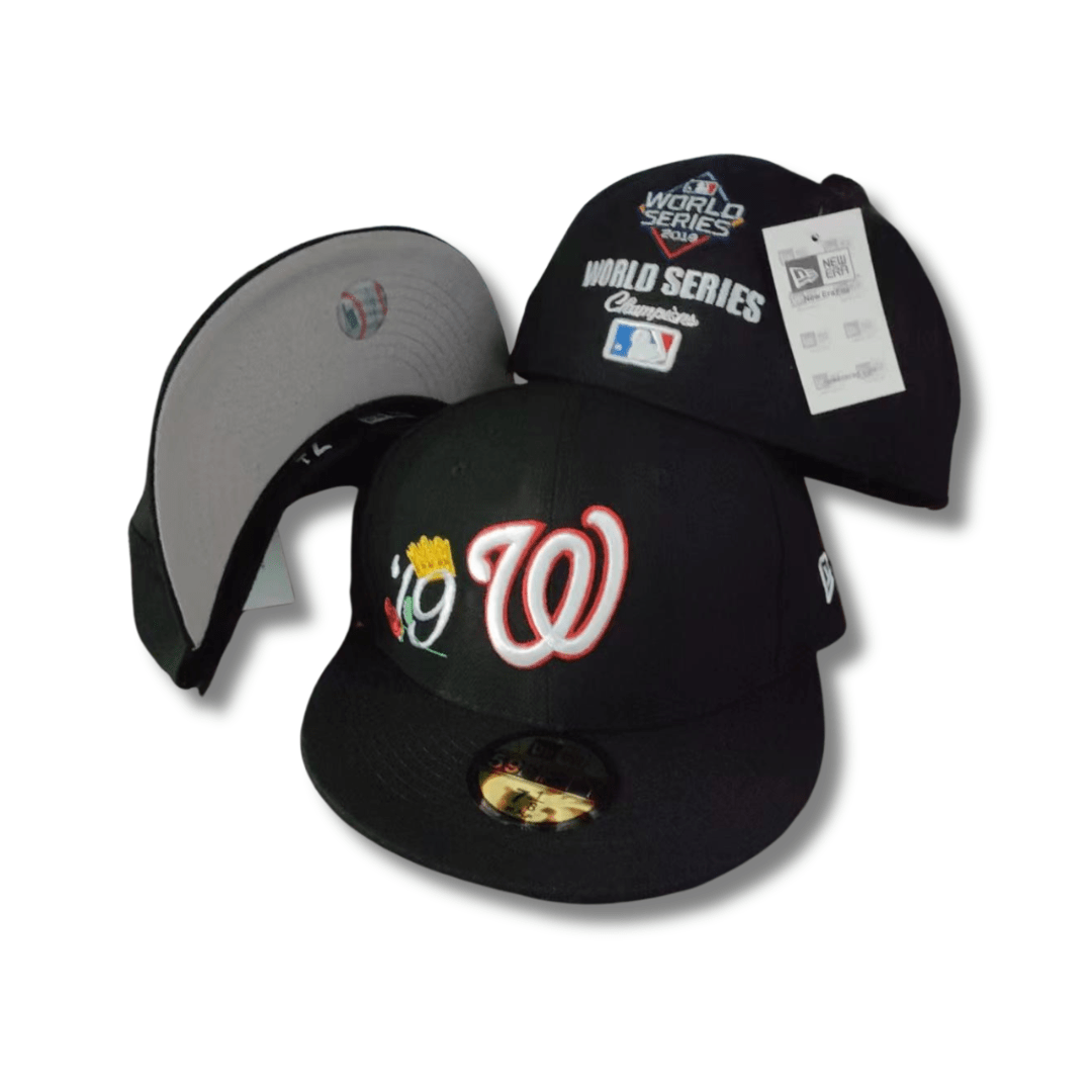 Washington Nationals 2019 World Series with Logo Black and White Fitted Cap