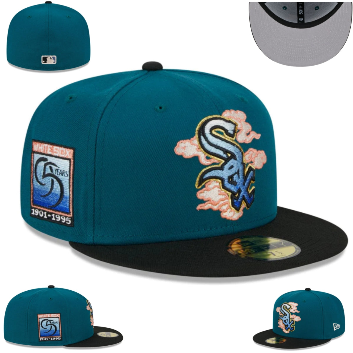 Chicago White Sox 59FIFTY Hat - Teal with Anniversary Patch and Black Visor