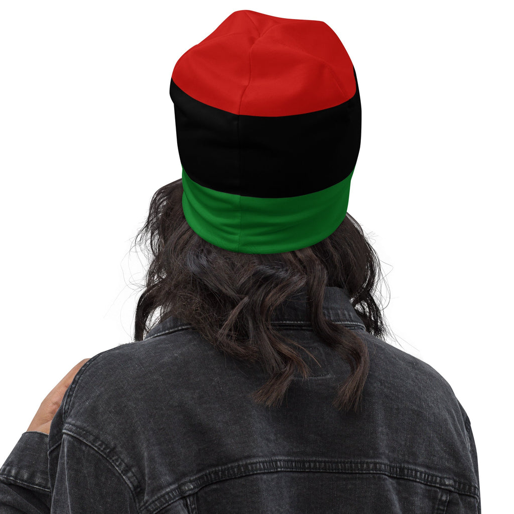 Red, Black, and Green Liberation Flag Beanie Hat - VERTICAL, Black Liberation Cap, Marcus Garvey Beanie, RBG Beanie Hat - ERODA Lifestyles