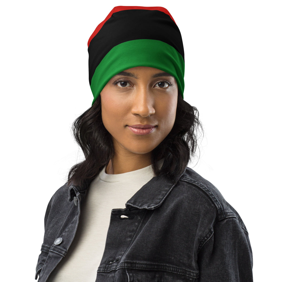 Red, Black, and Green Liberation Flag Beanie Hat - VERTICAL, Black Liberation Cap, Marcus Garvey Beanie, RBG Beanie Hat - ERODA Lifestyles