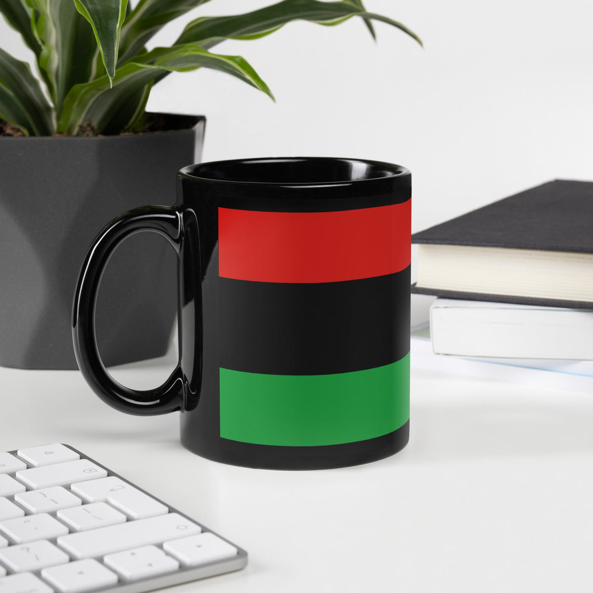 Red, Black and Green Ceramic Mug, Black Liberation Flag Mug, Marcus Garvey Mug, Unique Black Gifts, Black Glossy Mug - ERODA Lifestyles