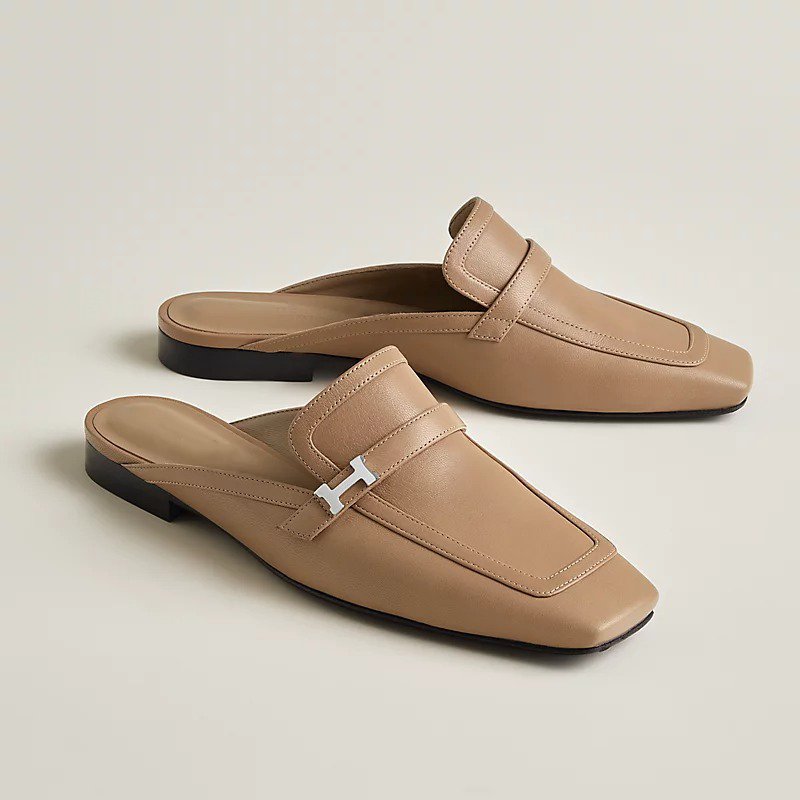 Hermes Groupie Mule Beige Argile