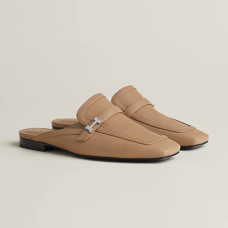 Hermes Groupie Mule Beige Argile