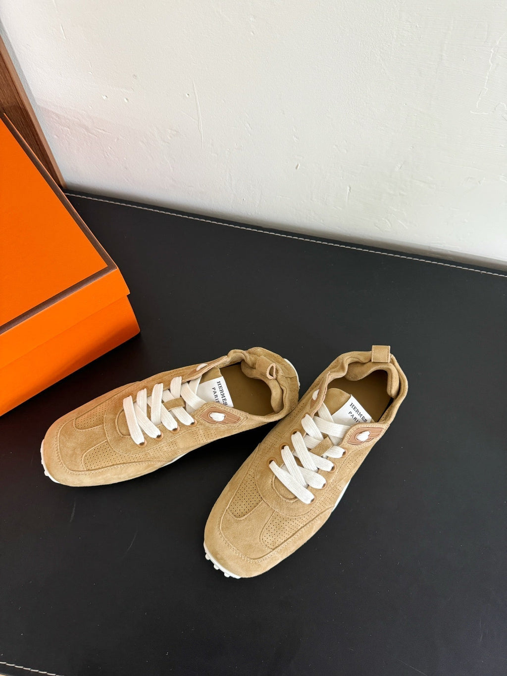 Hermes Skateboard Shoes Copper Color Suede