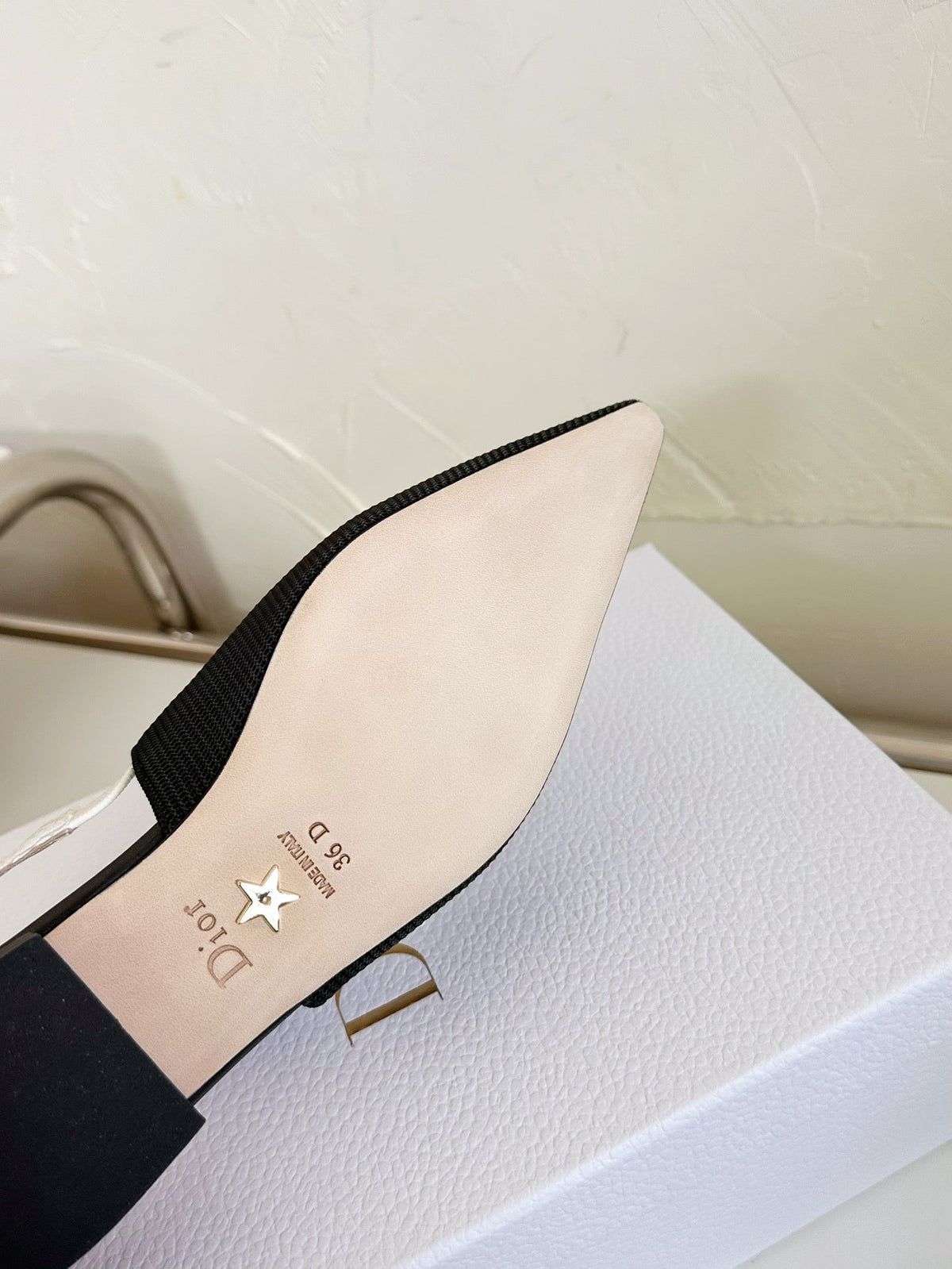 Dior J'A Slingback Flat Black Technical Fabric