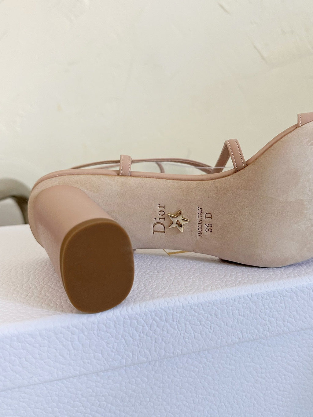 Dior Medium Square Heel Sandal in Blush Pink Lambskin