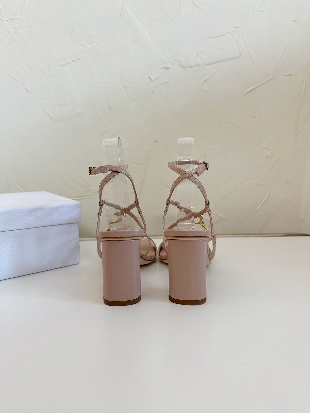 Dior Medium Square Heel Sandal in Blush Pink Lambskin