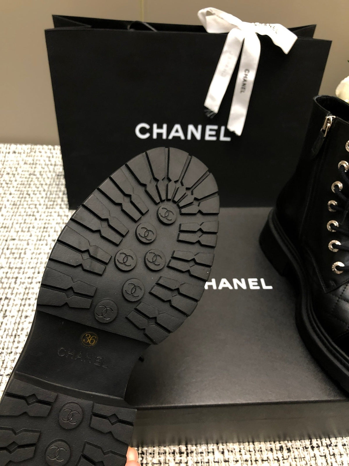 Chanel Short Boots Black Lambskin