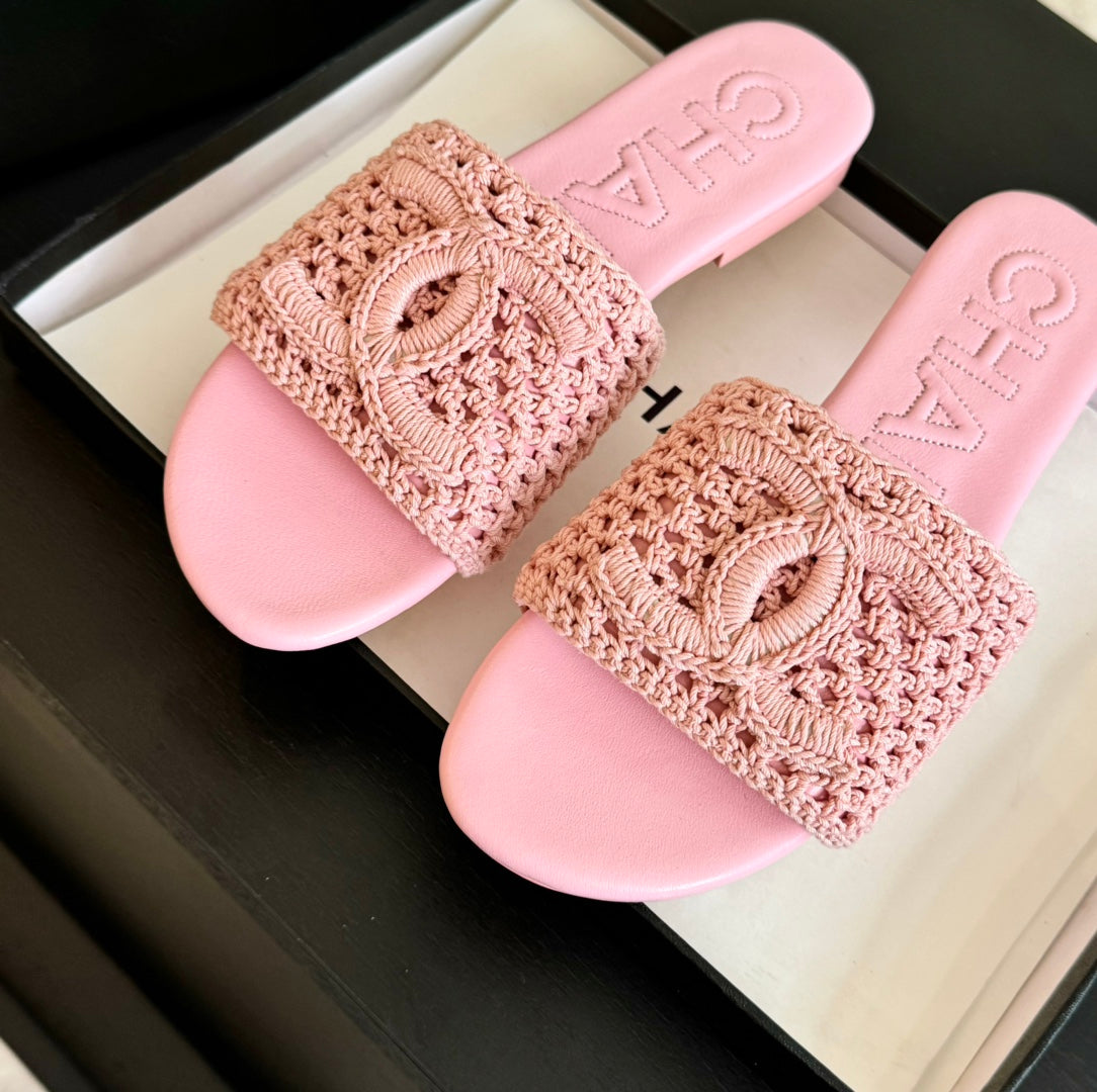 Chanel Slippers Light Pink Lambskin