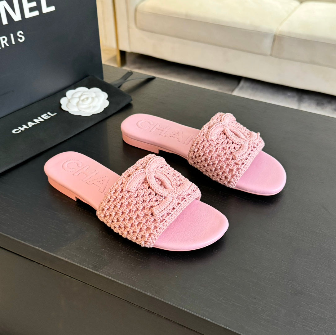 Chanel Slippers Light Pink Lambskin