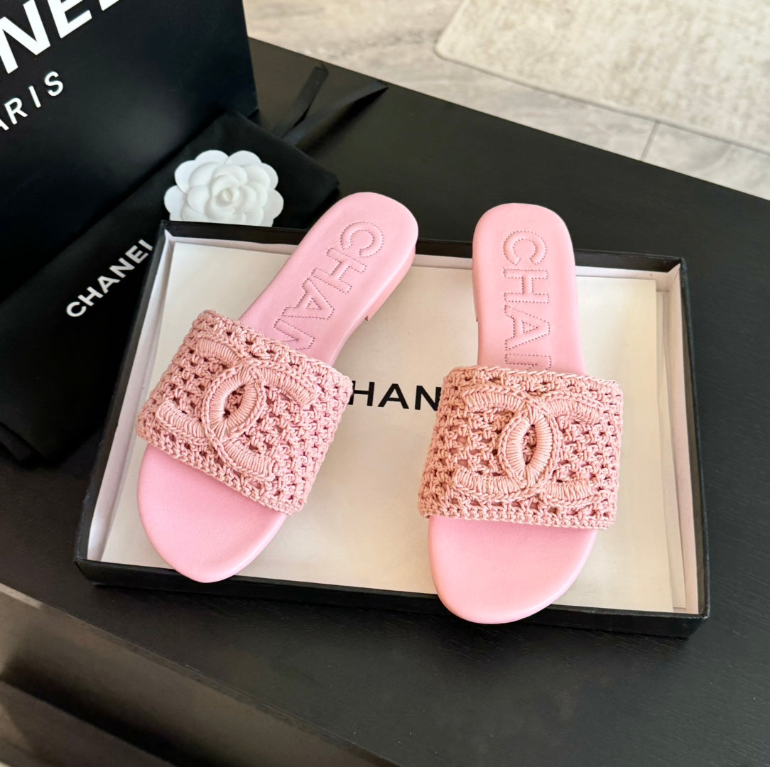 Chanel Slippers Light Pink Lambskin