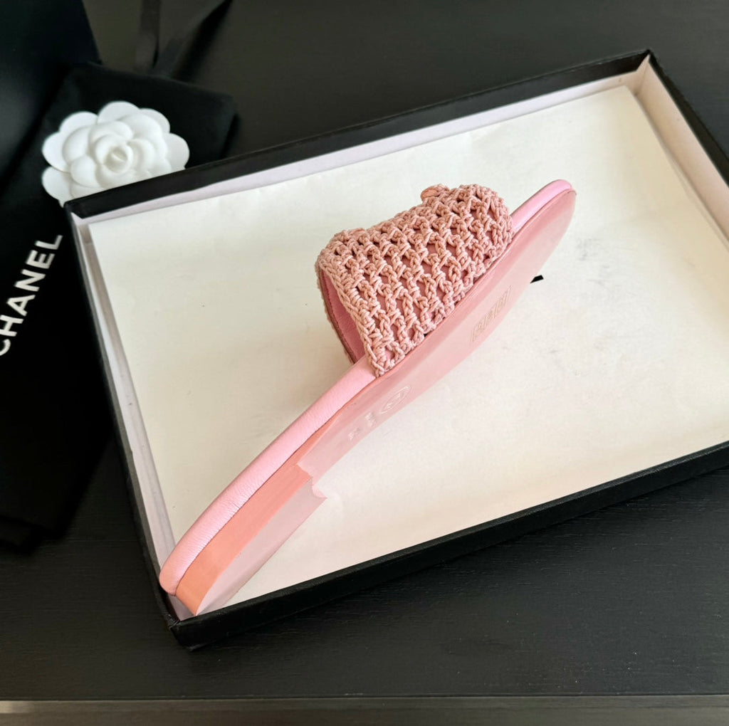 Chanel Slippers Light Pink Lambskin