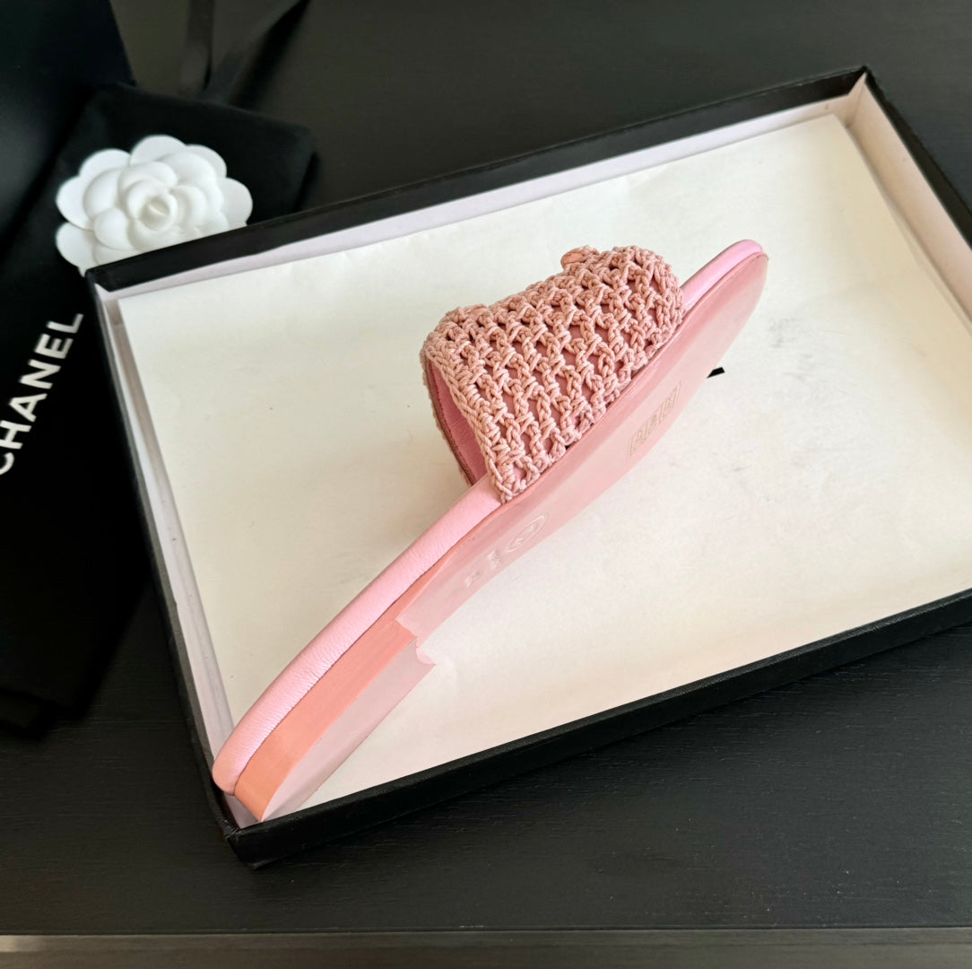 Chanel Slippers Light Pink Lambskin