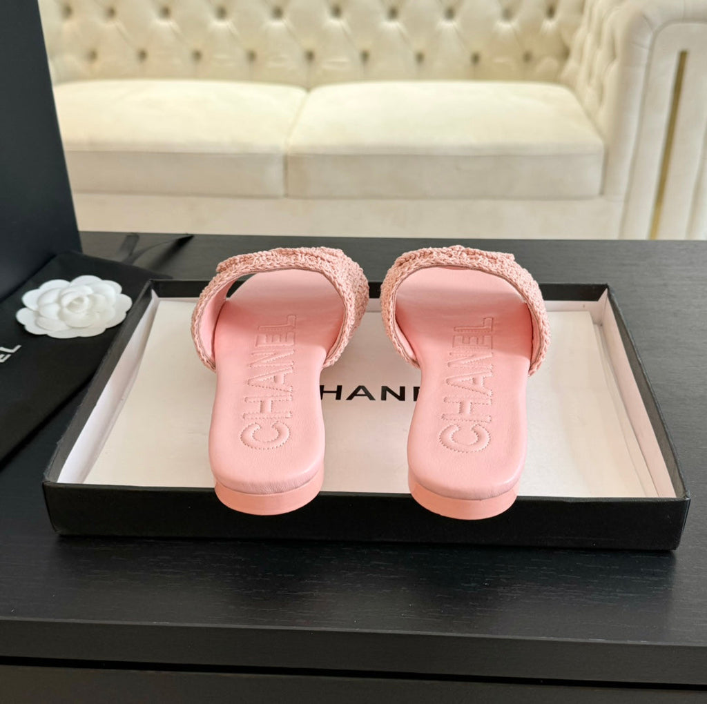 Chanel Slippers Light Pink Lambskin