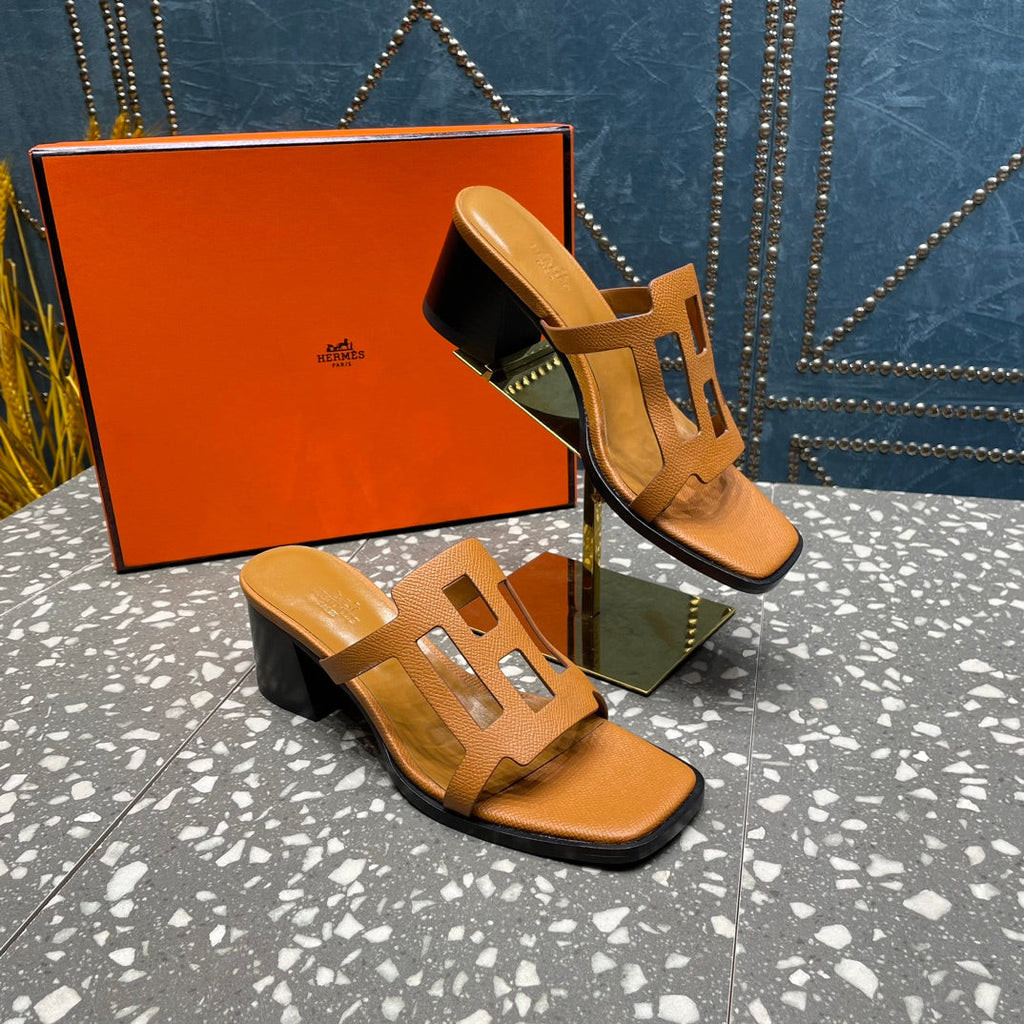Hermes Izzy 50 mm Sandal in Bronze Brown Sheepskin
