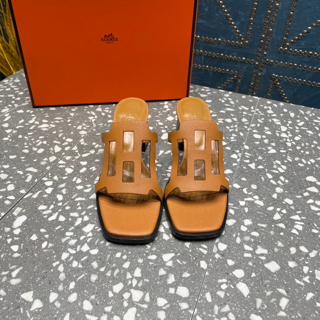 Hermes Izzy 50 mm Sandal in Bronze Brown Sheepskin