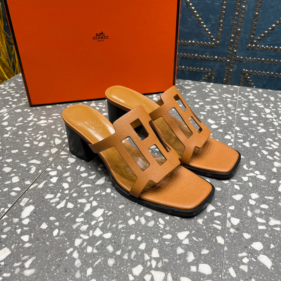 Hermes Izzy 50 mm Sandal in Bronze Brown Sheepskin