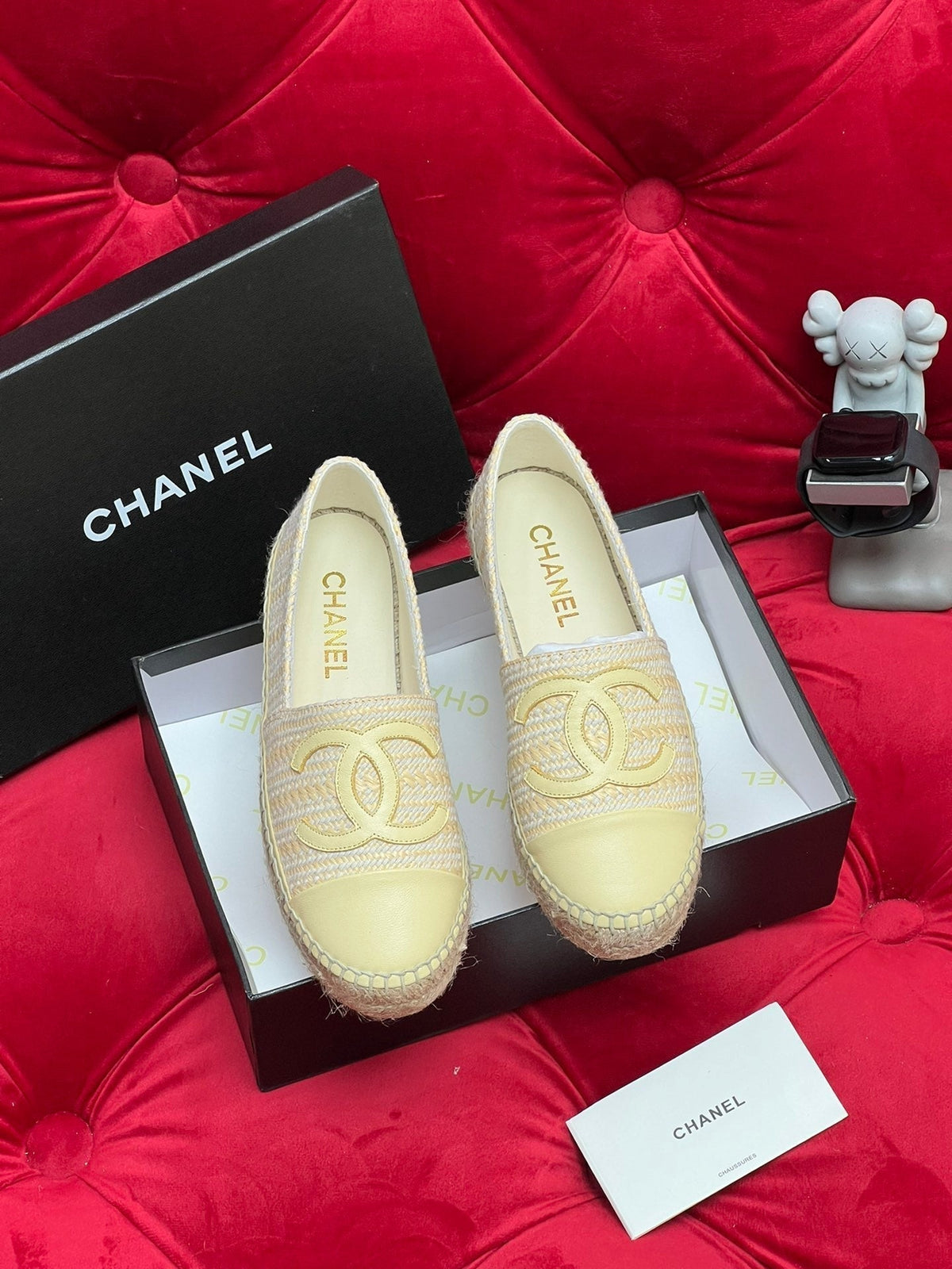 Chanel Woven Loafers in Dark Cream Fabric