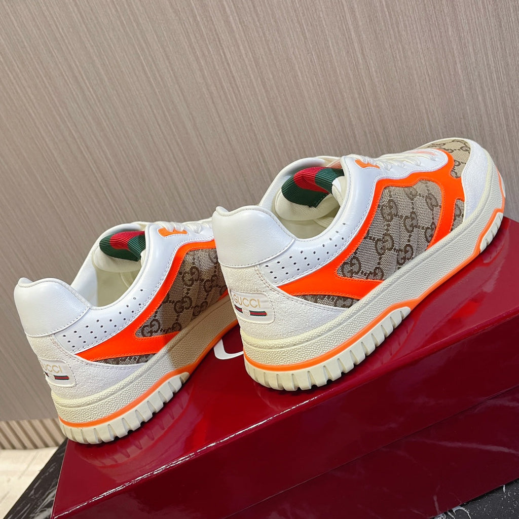 Gucci Retro Sneakers for Couples White Tiger Orange
