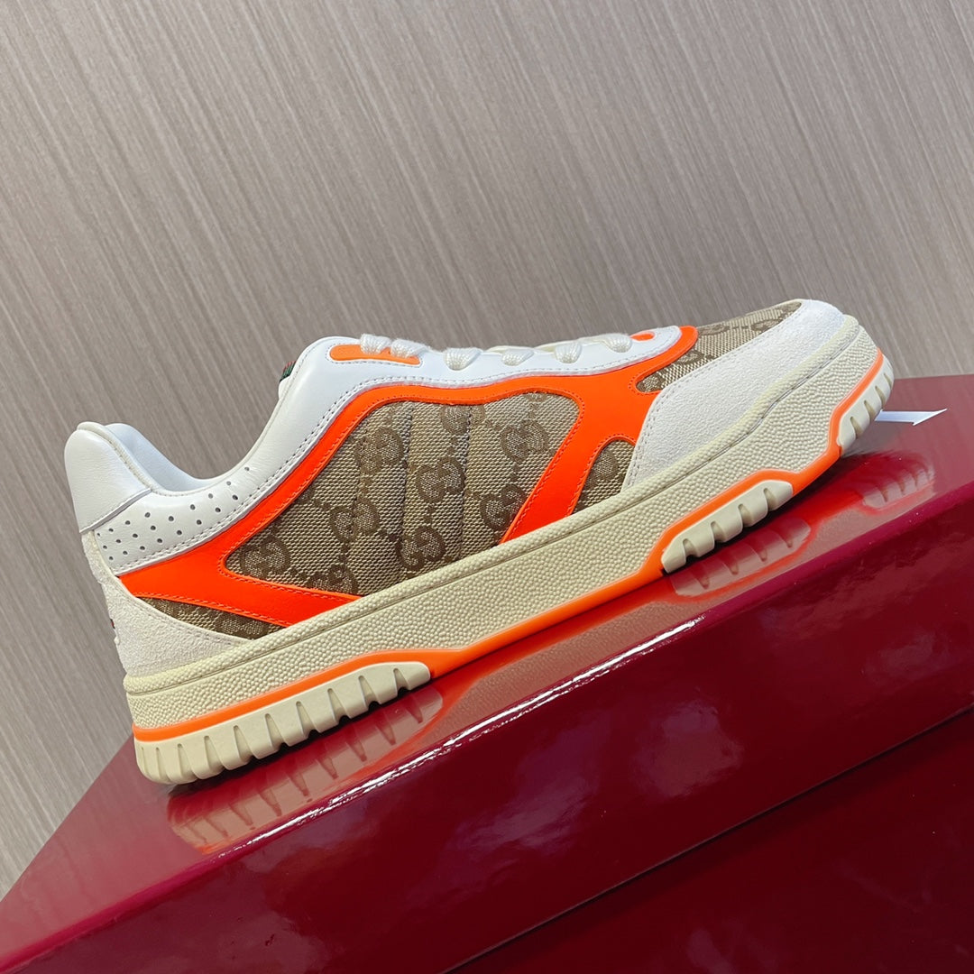 Gucci Retro Sneakers for Couples White Tiger Orange