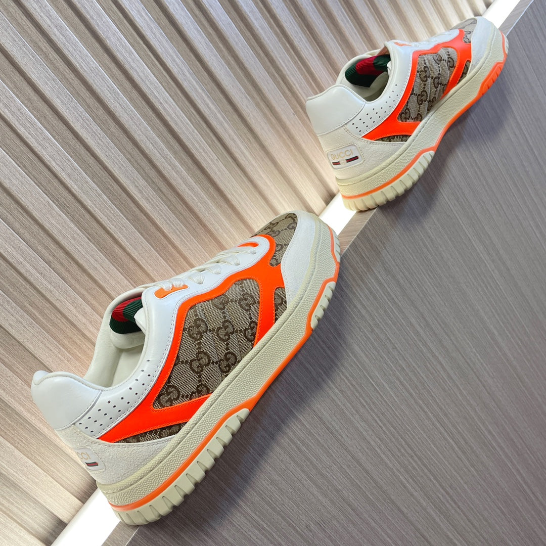 Gucci Retro Sneakers for Couples White Tiger Orange