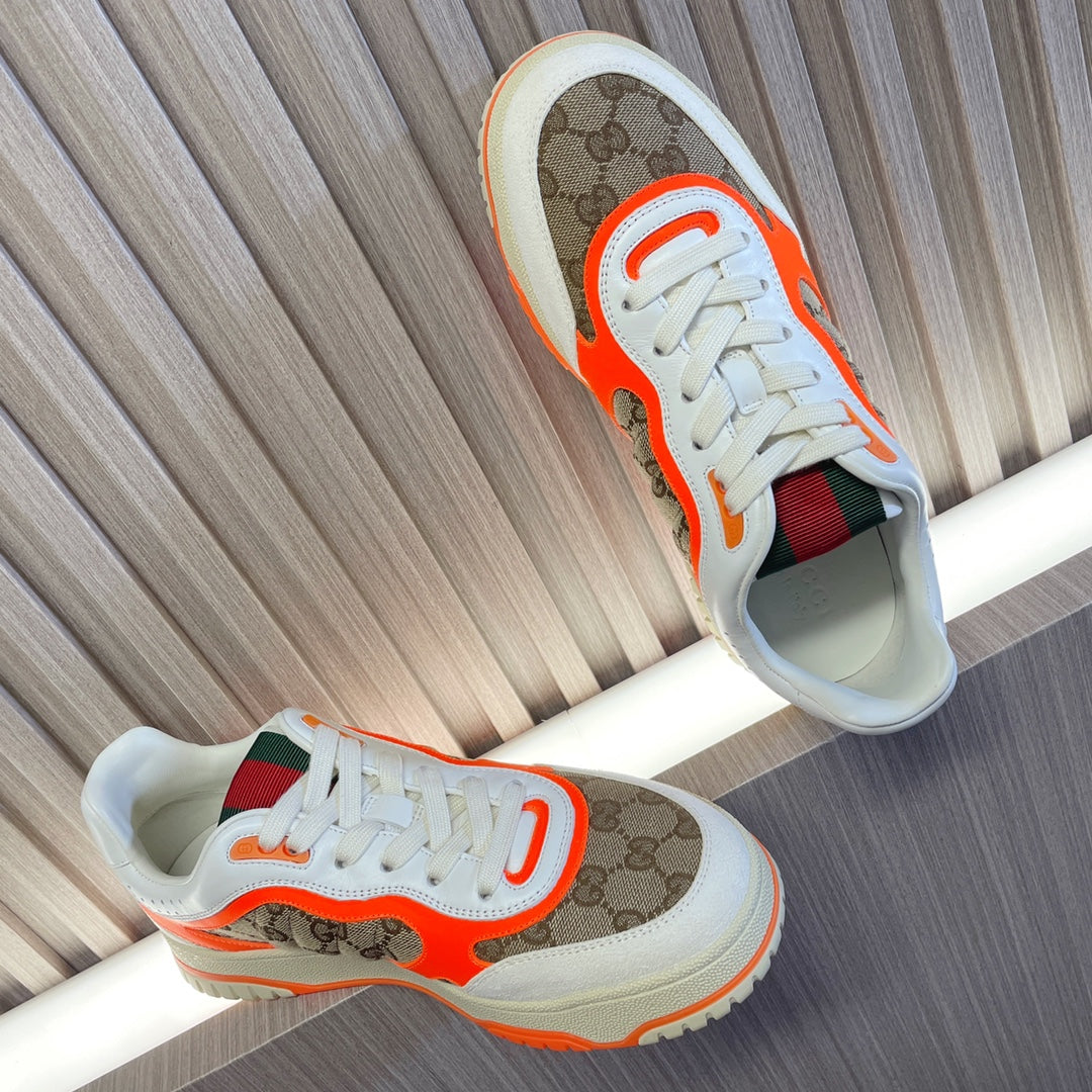 Gucci Retro Sneakers for Couples White Tiger Orange