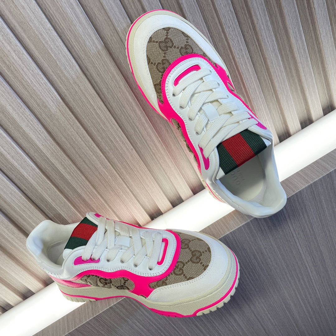 Gucci Retro Sneakers for Couples White Shocking Pink
