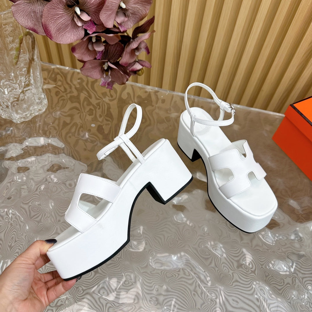 Hermes Jam 30 Sandal in White Calfskin
