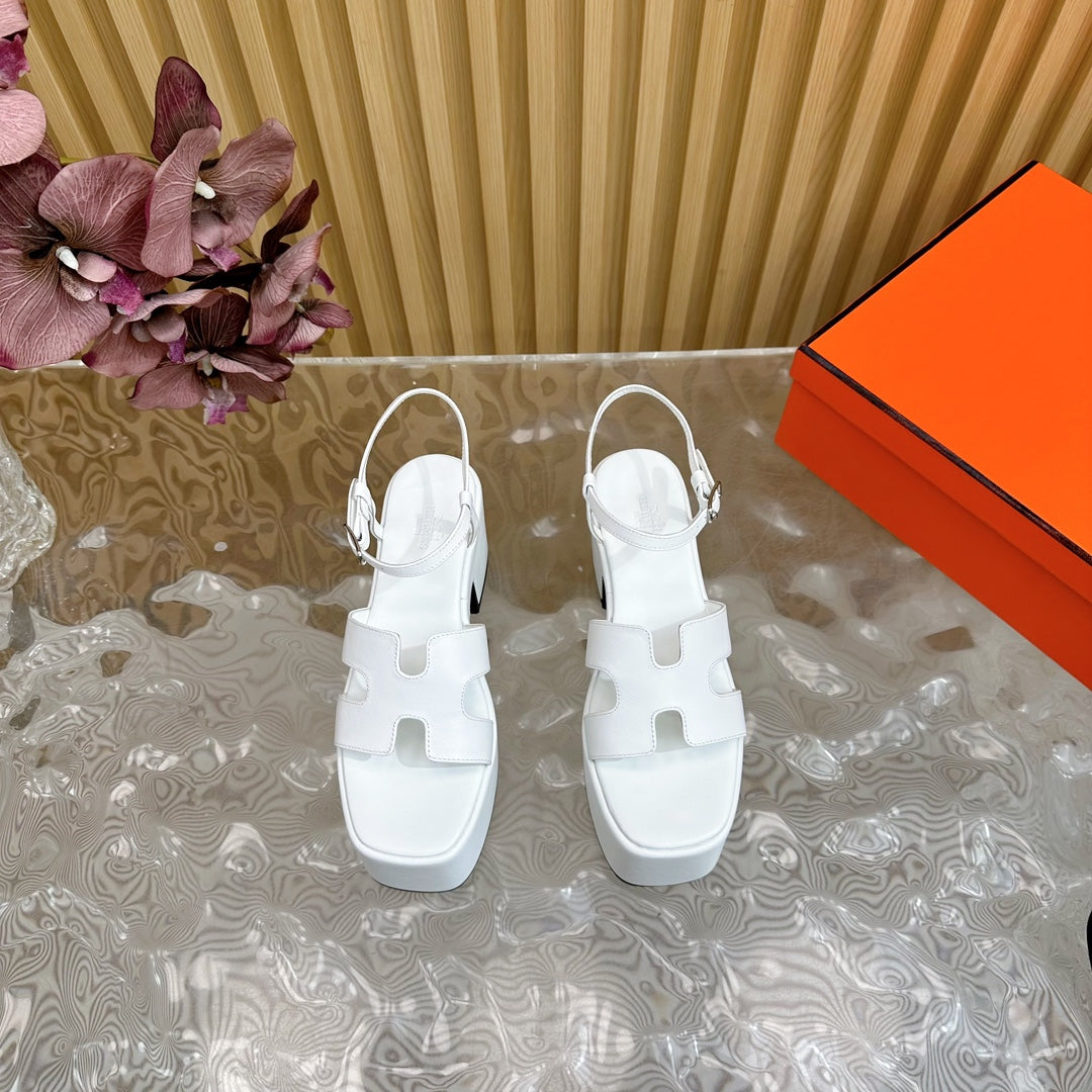 Hermes Jam 30 Sandal in White Calfskin